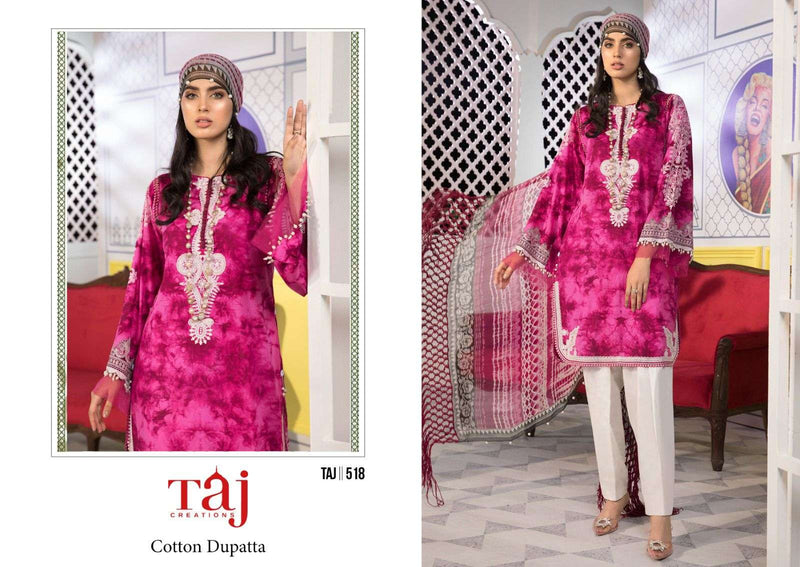 Taj Creation D No 517 And 518 Cotton Print With Heavy Embroidery Designer Salwar Suit