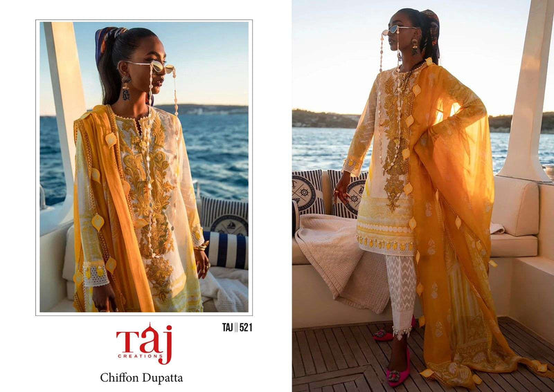 Taj Creation D No 520 And 521 Cotton  Print With Heavy Embroidery Pakistani Designer Salwar kameez