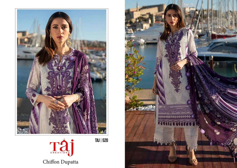 Taj Creation D No 520 And 521 Cotton  Print With Heavy Embroidery Pakistani Designer Salwar kameez
