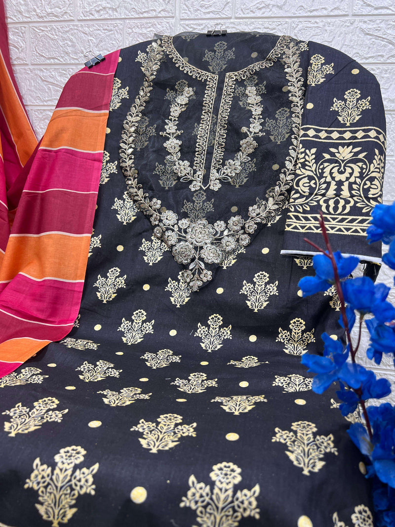 Taj Creation D No 522 Cotton Print With Heavy Embroidery Exclusive Designer Salwar Kameez
