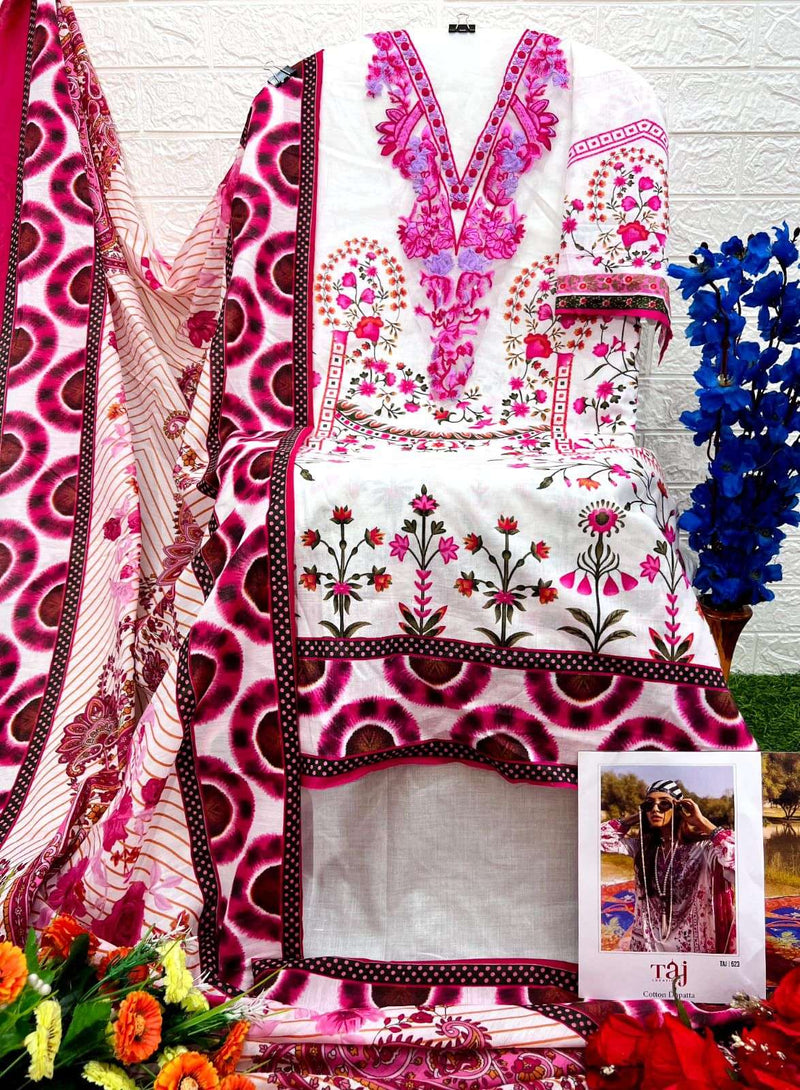 Taj Creation D No 523 And 524 Cotton Print With Heavy Embroidery Pakistani Wear Salwar Suit