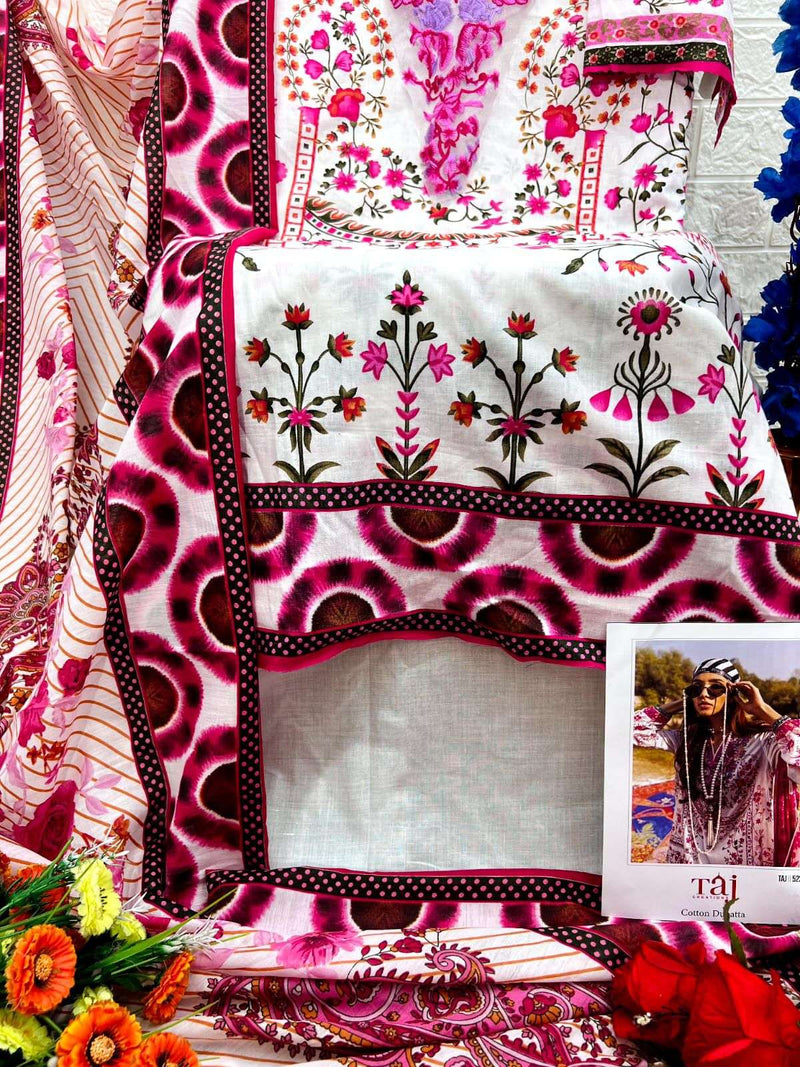 Taj Creation D No 523 And 524 Cotton Print With Heavy Embroidery Pakistani Wear Salwar Suit