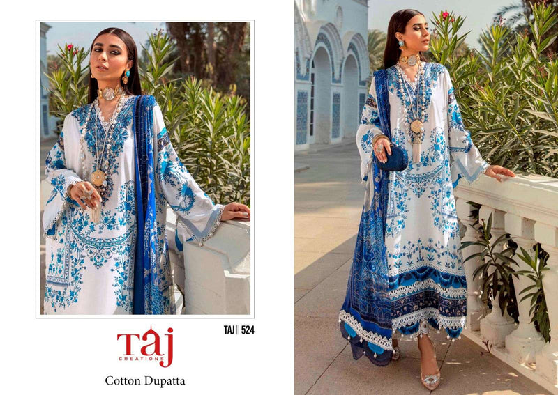 Taj Creation D No 523 And 524 Cotton Print With Heavy Embroidery Pakistani Wear Salwar Suit