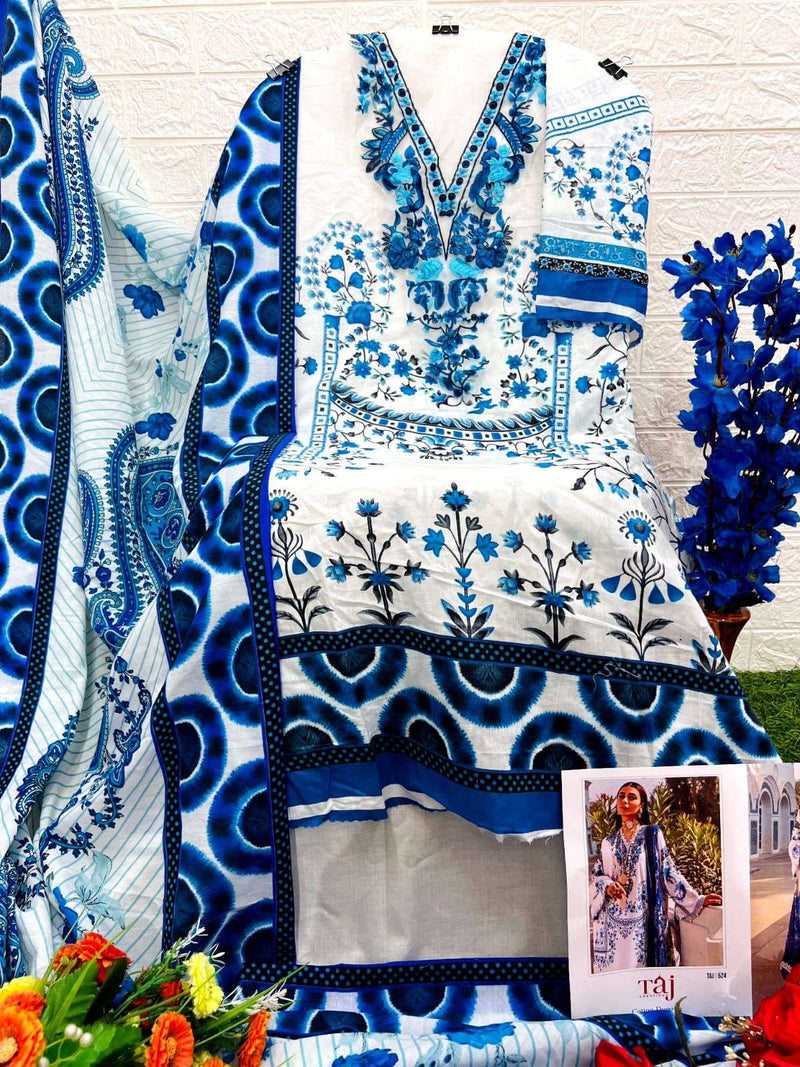 Taj Creation D No 523 And 524 Cotton Print With Heavy Embroidery Pakistani Wear Salwar Suit