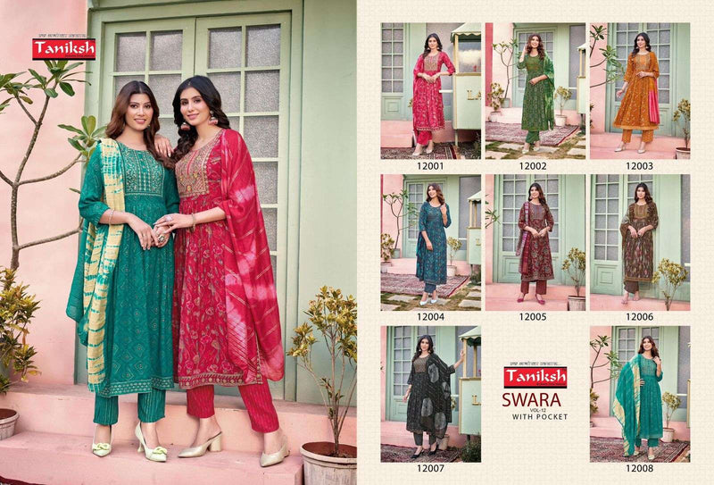 Tanishk Swara Vol 12 Pure Rayon Print Embroidery Work Kurti