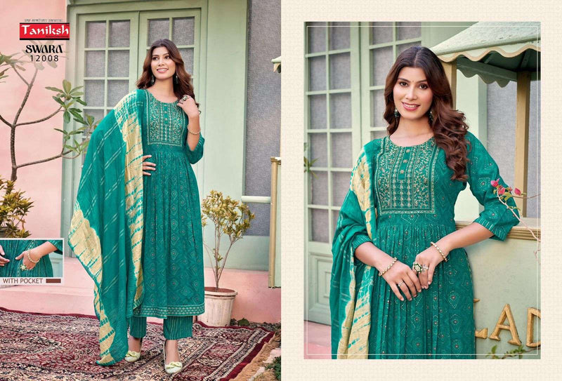 Tanishk Swara Vol 12 Pure Rayon Print Embroidery Work Kurti
