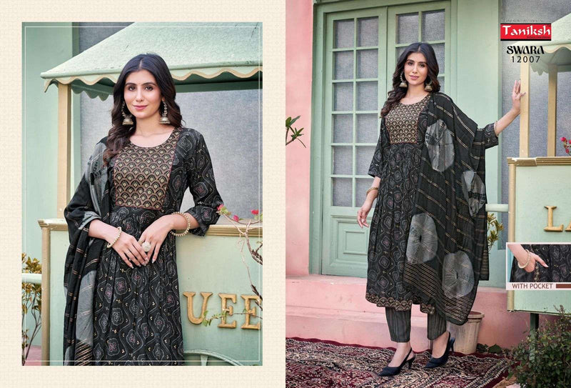 Tanishk Swara Vol 12 Pure Rayon Print Embroidery Work Kurti