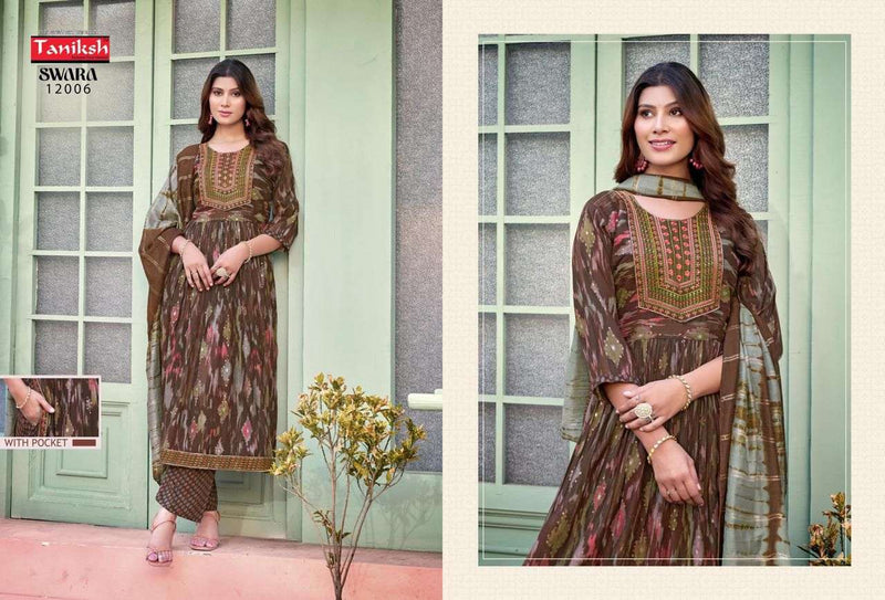 Tanishk Swara Vol 12 Pure Rayon Print Embroidery Work Kurti