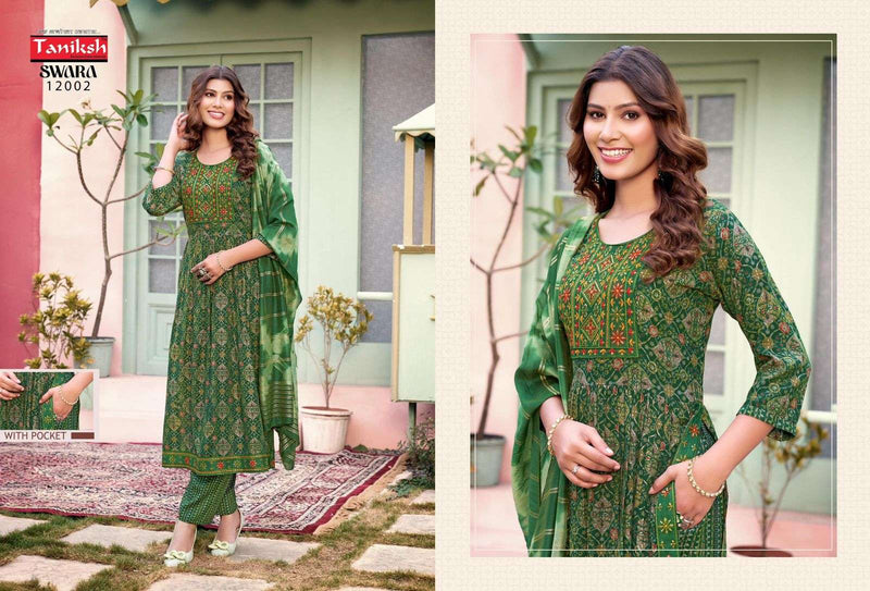 Tanishk Swara Vol 12 Pure Rayon Print Embroidery Work Kurti
