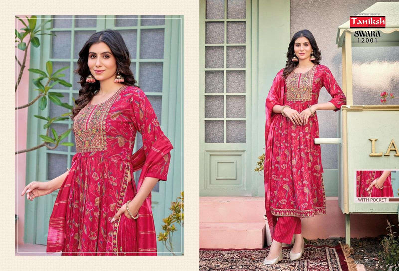 Tanishk Swara Vol 12 Pure Rayon Print Embroidery Work Kurti