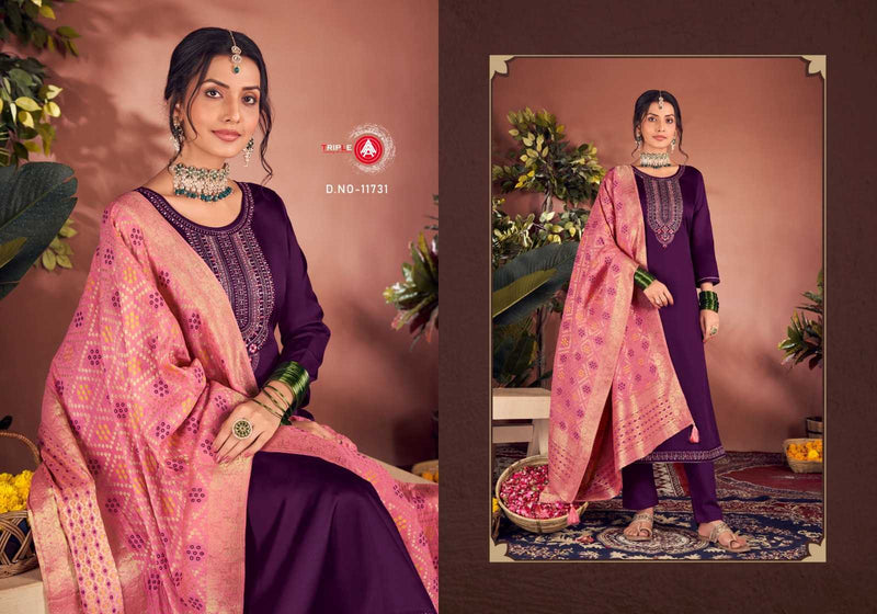 Triple A Aroos Jam Silk Cotton Work With Diamond Work Fancy Party Wear Salwar Kameez