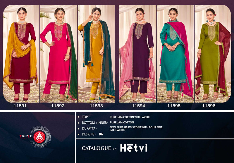 Triple A Hetvi Jam Cotton With Heavy Designer Work Salwar Kameez