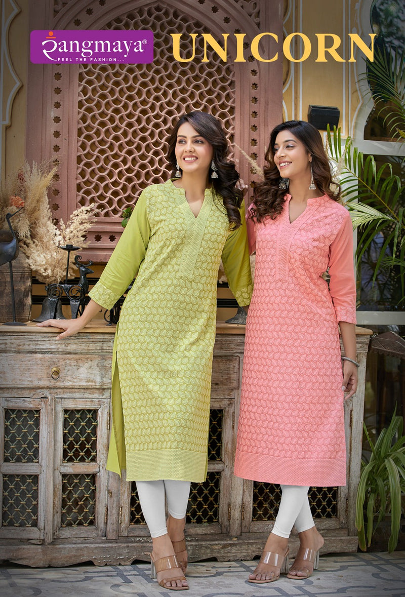 Rangmaya Unicorn Cotton Chiken Work Fancy Kurtis