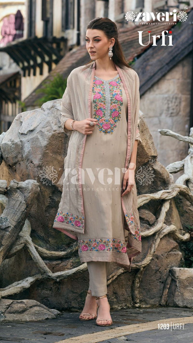 Zaveri Woman Beauty Urfi Organza With Fancy Embroidery Designer Ready Made Suits