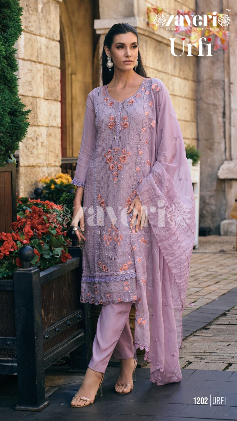 Zaveri Woman Beauty Urfi Organza With Fancy Embroidery Designer Ready Made Suits