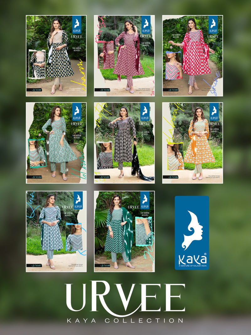 Kaya Urvee Rayon Fancy Print Kurti With Pant & Nazneen Duppata