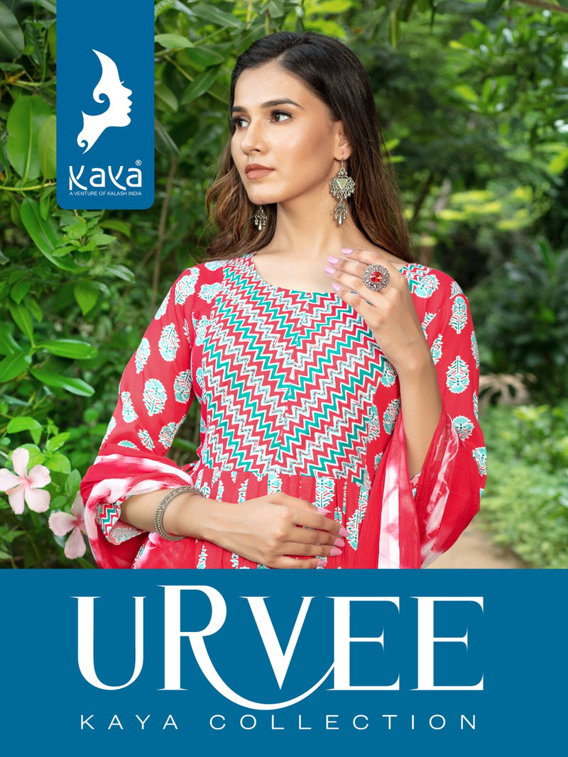 Kaya Urvee Rayon Fancy Print Kurti With Pant & Nazneen Duppata