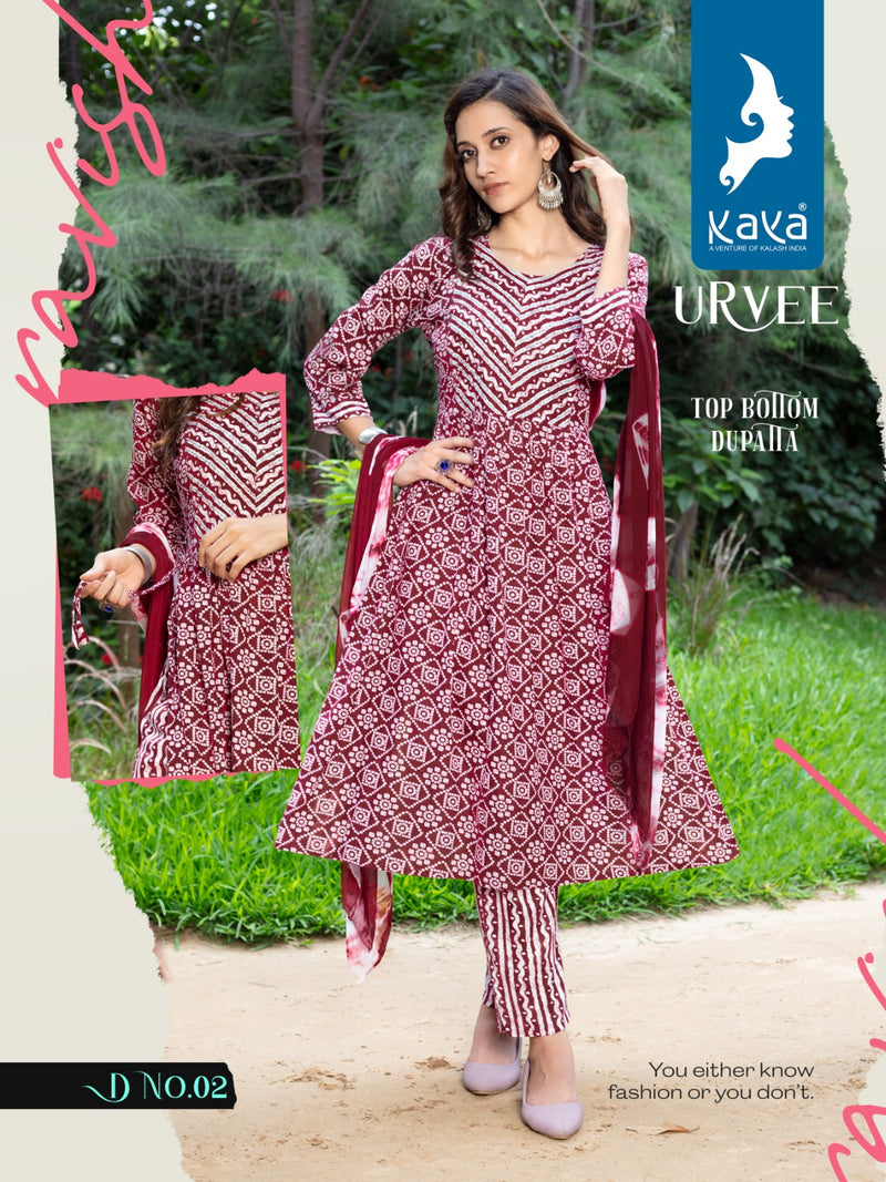 Kaya Urvee Rayon Fancy Print Kurti With Pant & Nazneen Duppata