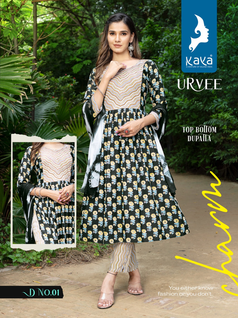 Kaya Urvee Rayon Fancy Print Kurti With Pant & Nazneen Duppata