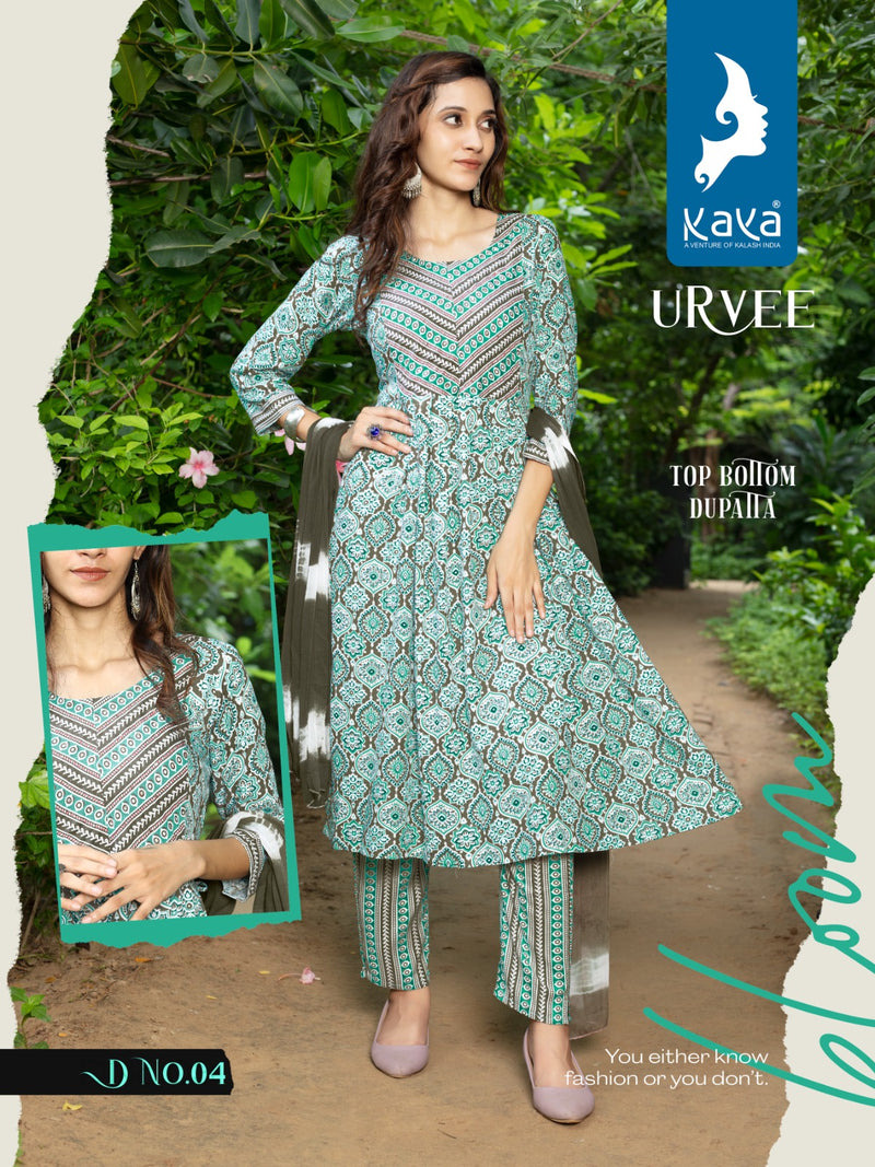 Kaya Urvee Rayon Fancy Print Kurti With Pant & Nazneen Duppata