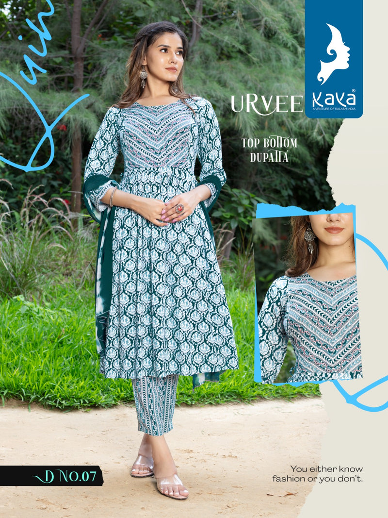 Kaya Urvee Rayon Fancy Print Kurti With Pant & Nazneen Duppata