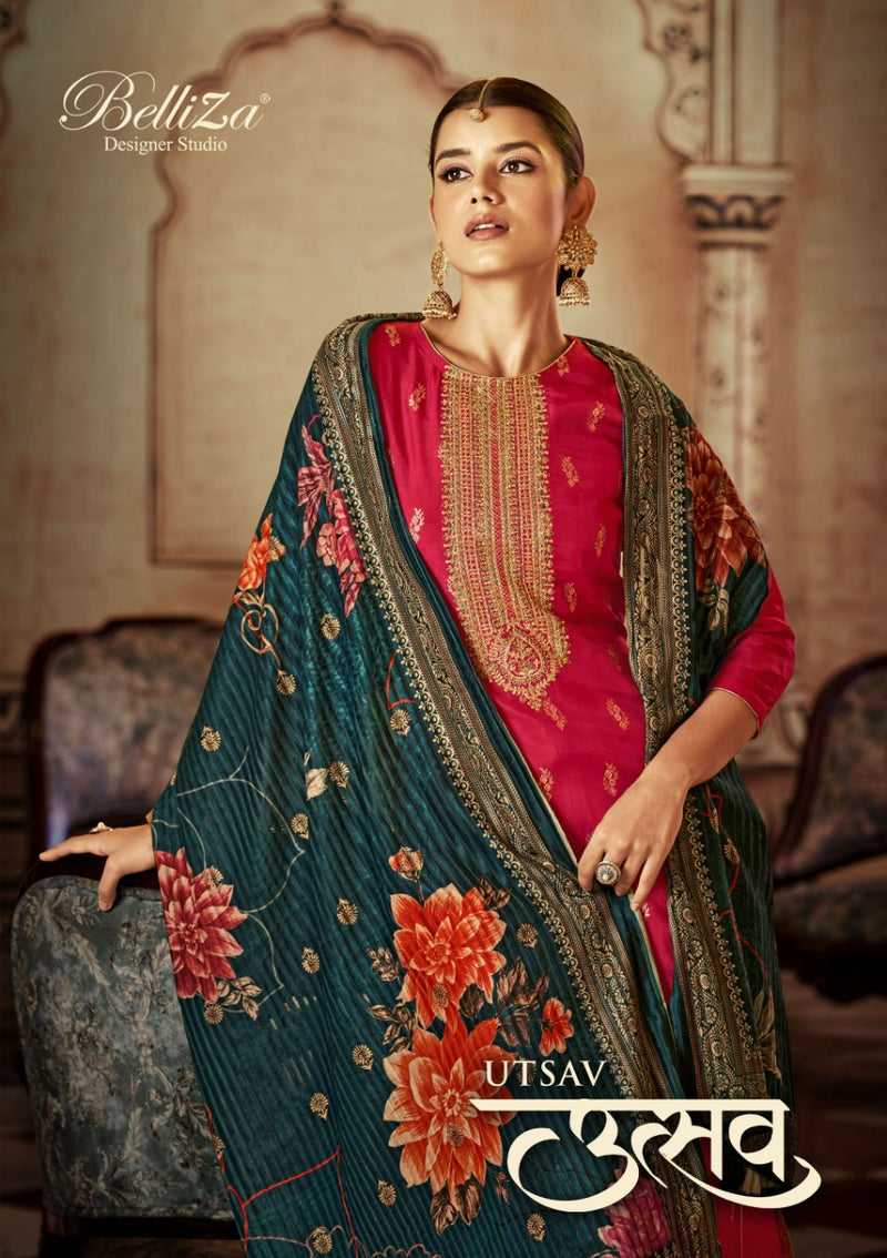 Belliza Designer Studio Utsav Dola Jacquard Exclusive Embroidery Suit Collection
