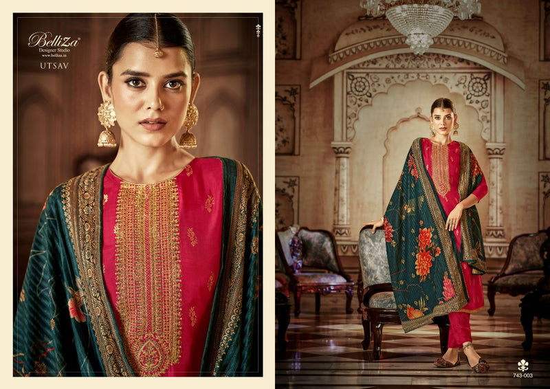 Belliza Designer Studio Utsav Dola Jacquard Exclusive Embroidery Suit Collection
