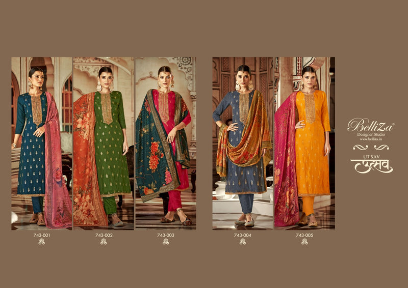 Belliza Designer Studio Utsav Dola Jacquard Exclusive Embroidery Suit Collection