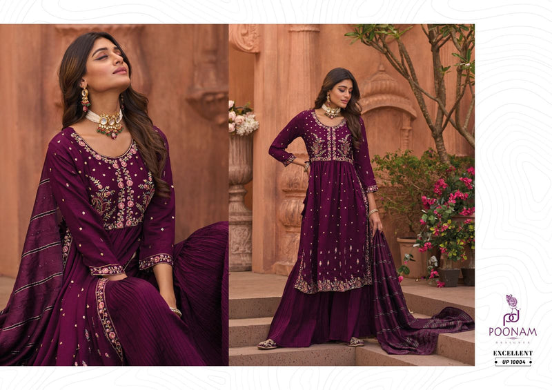 Poonam Designer Utopia Silk With Embroidery Designer Ready Made Naira Style Suits