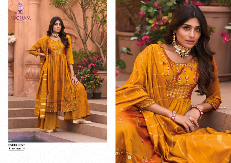 Poonam Designer Utopia Silk With Embroidery Designer Ready Made Naira Style Suits