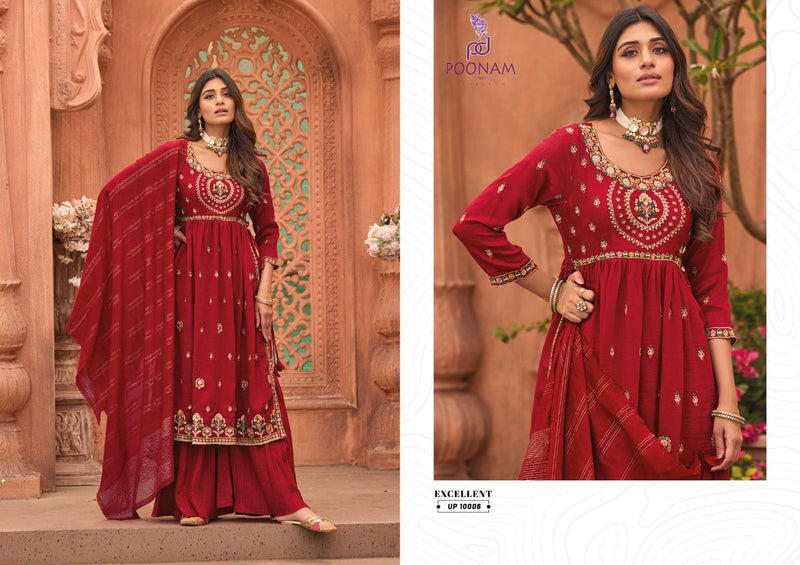 Poonam Designer Utopia Silk With Embroidery Designer Ready Made Naira Style Suits