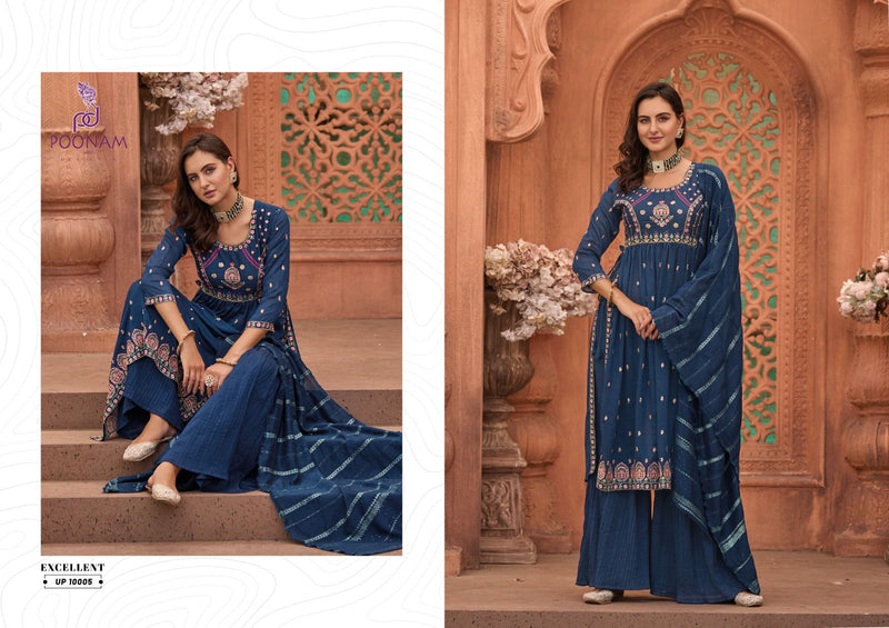 Poonam Designer Utopia Silk With Embroidery Designer Ready Made Naira Style Suits
