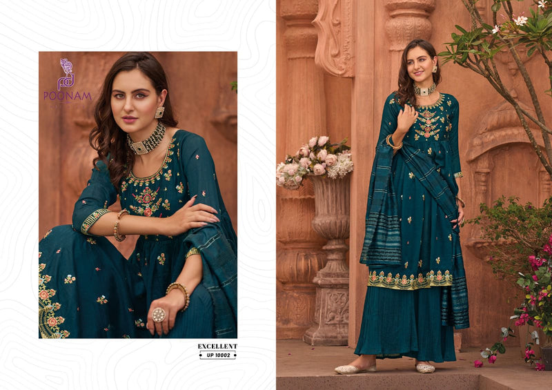 Poonam Designer Utopia Silk With Embroidery Designer Ready Made Naira Style Suits