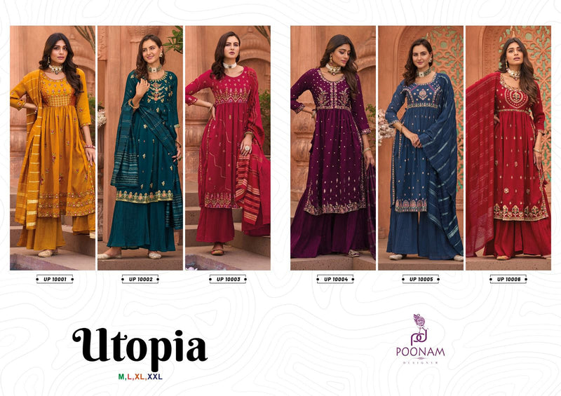 Poonam Designer Utopia Silk With Embroidery Designer Ready Made Naira Style Suits