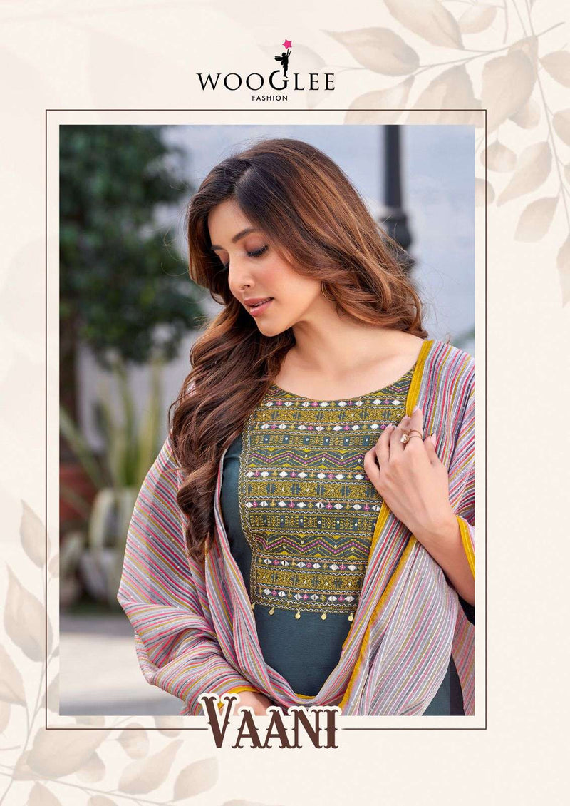 Wooglee Vaani Rayon Fancy Designer Work Kurti Combo Set