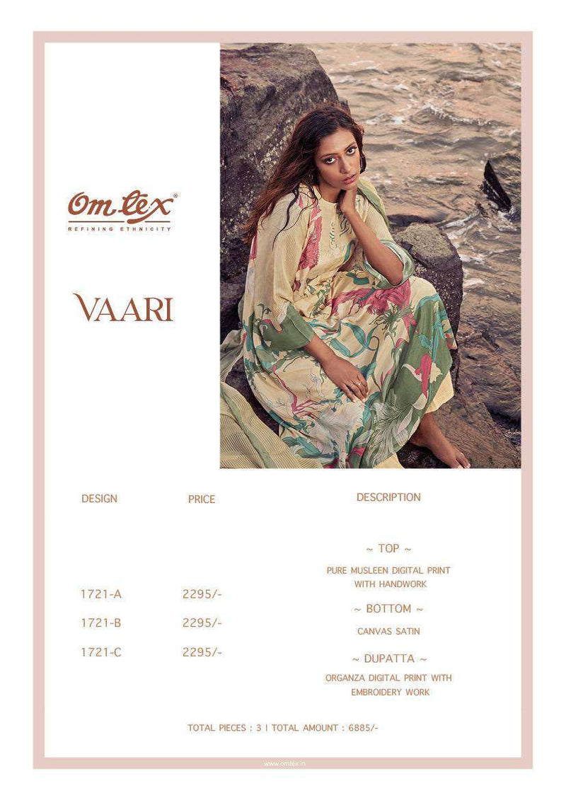 Omtex Vaari Muslin Digital Prints With Hand Work Suits
