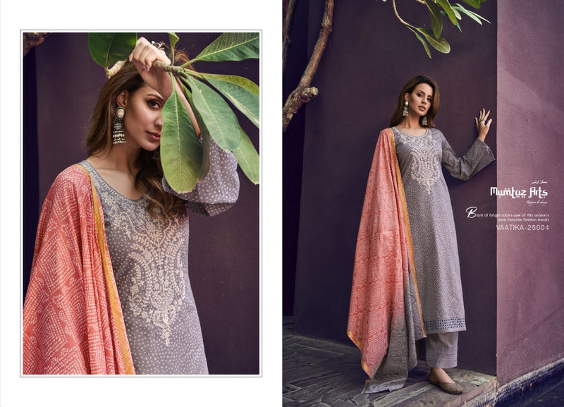 Mumtaz Arts Vaatika Lawn Cotton Digital Print Embroidery Daman Shifli Cut Work Fancy Wear Salwar Kameez