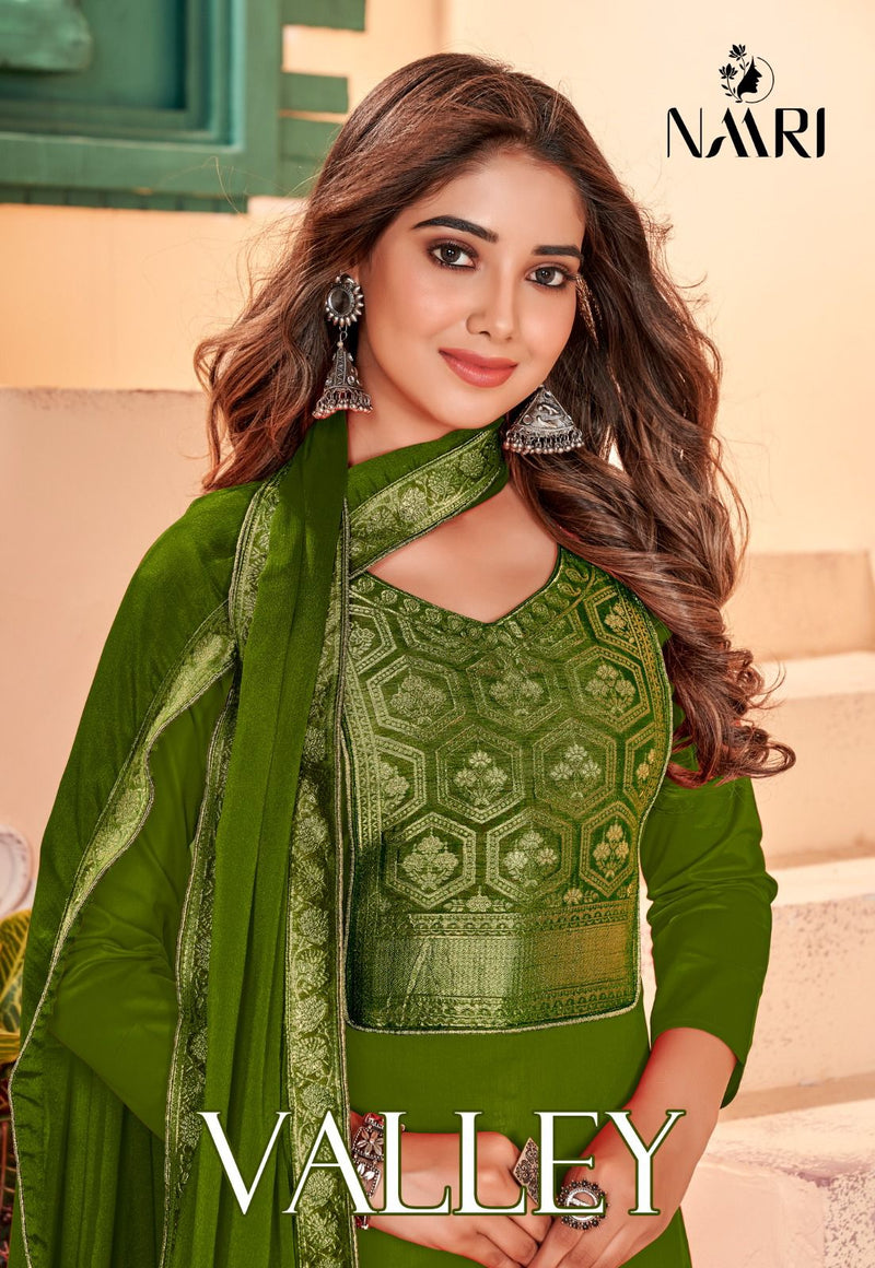 Naari Valley Jam Cotton With Jacquard Neck Work Designer Fancy Suits