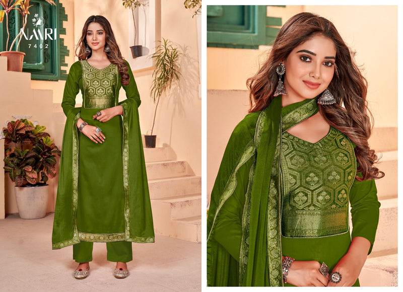 Naari Valley Jam Cotton With Jacquard Neck Work Designer Fancy Suits