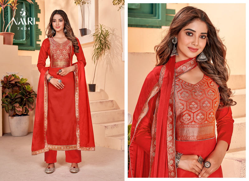 Naari Valley Jam Cotton With Jacquard Neck Work Designer Fancy Suits