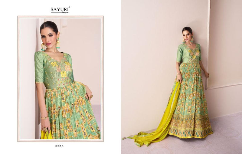 Sayuri Designer Vartika Real Georgette Heavy Designer Ready Made Long Gown Suits