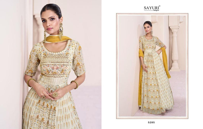 Sayuri Designer Vartika Real Georgette Heavy Designer Ready Made Long Gown Suits