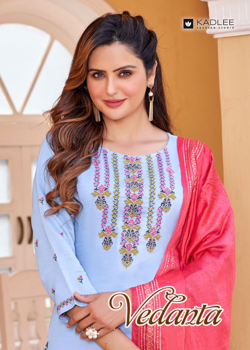 Kadlee Fashion Vedanta Viscose Fancy Embroidery Designer Kurti Combo Set