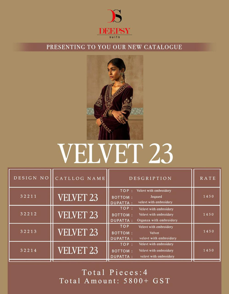 Deepsy Suits Velvet 23 Velvet With Heavy Embroidery Work Salwar Suit Collection