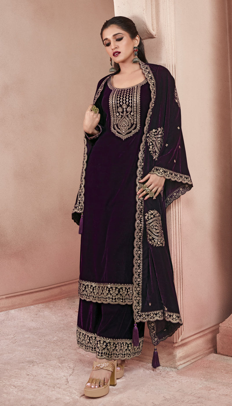 Vinay Fashion Kervin Velvet Embroidery Vol 3 Velvet Heavy Look Winter Wear Suits