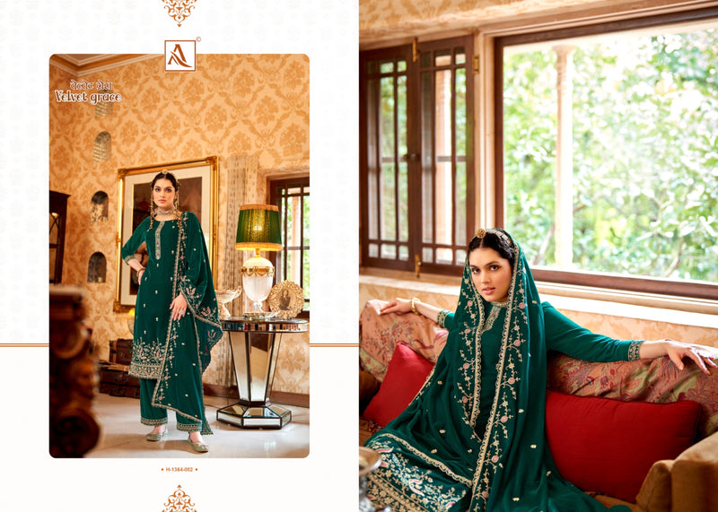 Alok Suits Velvet Grace Velvet With Embroidery Work Heavy Look Suits
