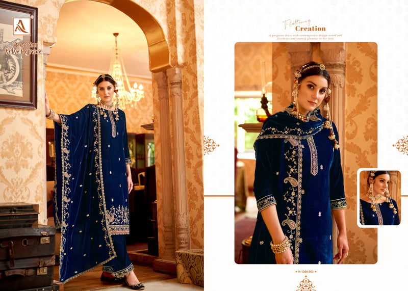 Alok Suits Velvet Grace Velvet With Embroidery Work Heavy Look Suits