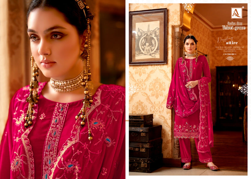 Alok Suits Velvet Grace Velvet With Embroidery Work Heavy Look Suits