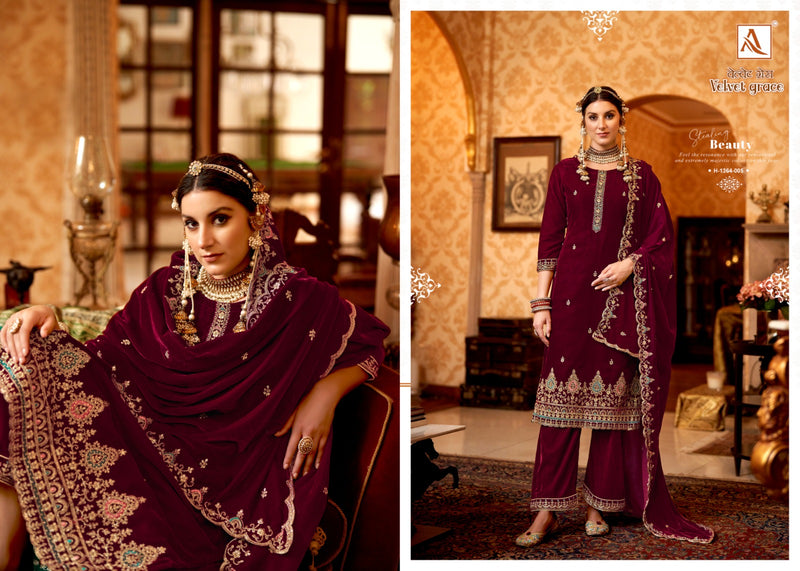 Alok Suits Velvet Grace Velvet With Embroidery Work Heavy Look Suits