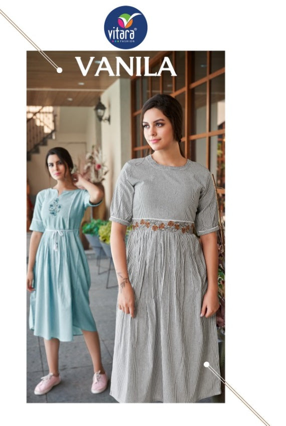 Vitara Fashion Venila Cotton Fancy Casual Wear Kurtis